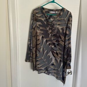 Susan Graver Leaf Abstract Print Blouse